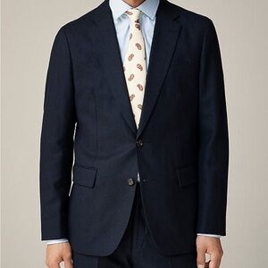 J Crew Ludlow Navy Slim Fit Suit Jacket English Cotton Wool Blend Men 46 L NWT